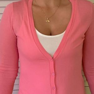 Classic v-neck summer cotton cardigan, 3/4 sleeve